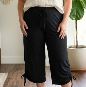 ACX Active Black Ruched Crop Wide Leg Capri Pants XL